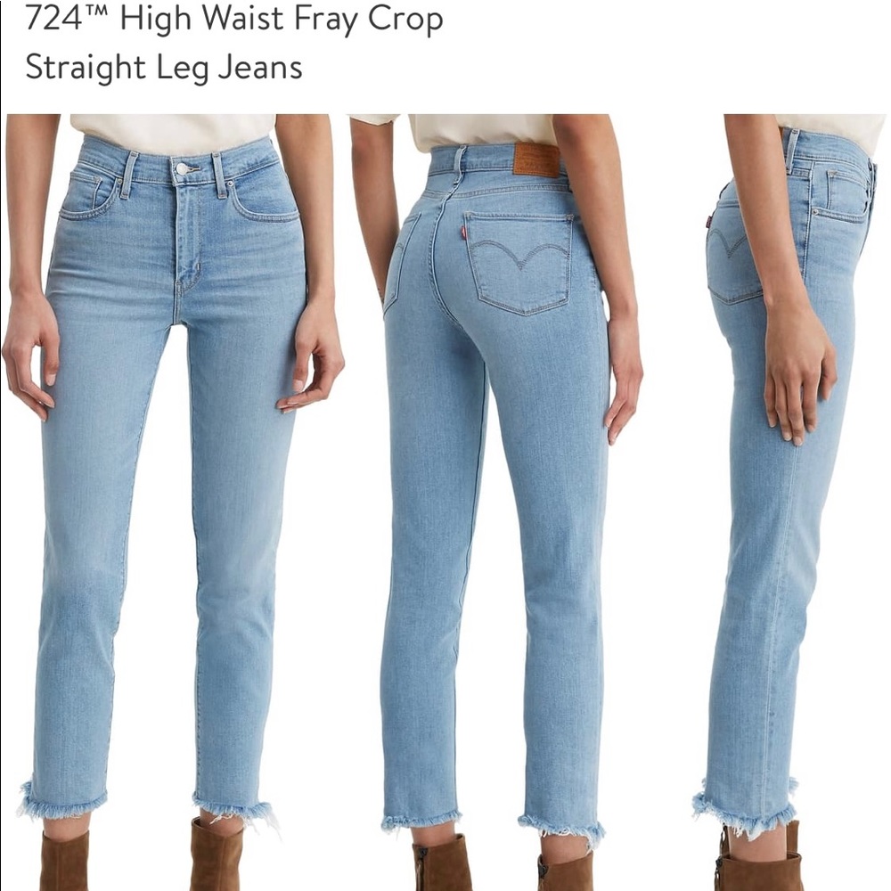 Levi 724 high waist cropped blue jean.